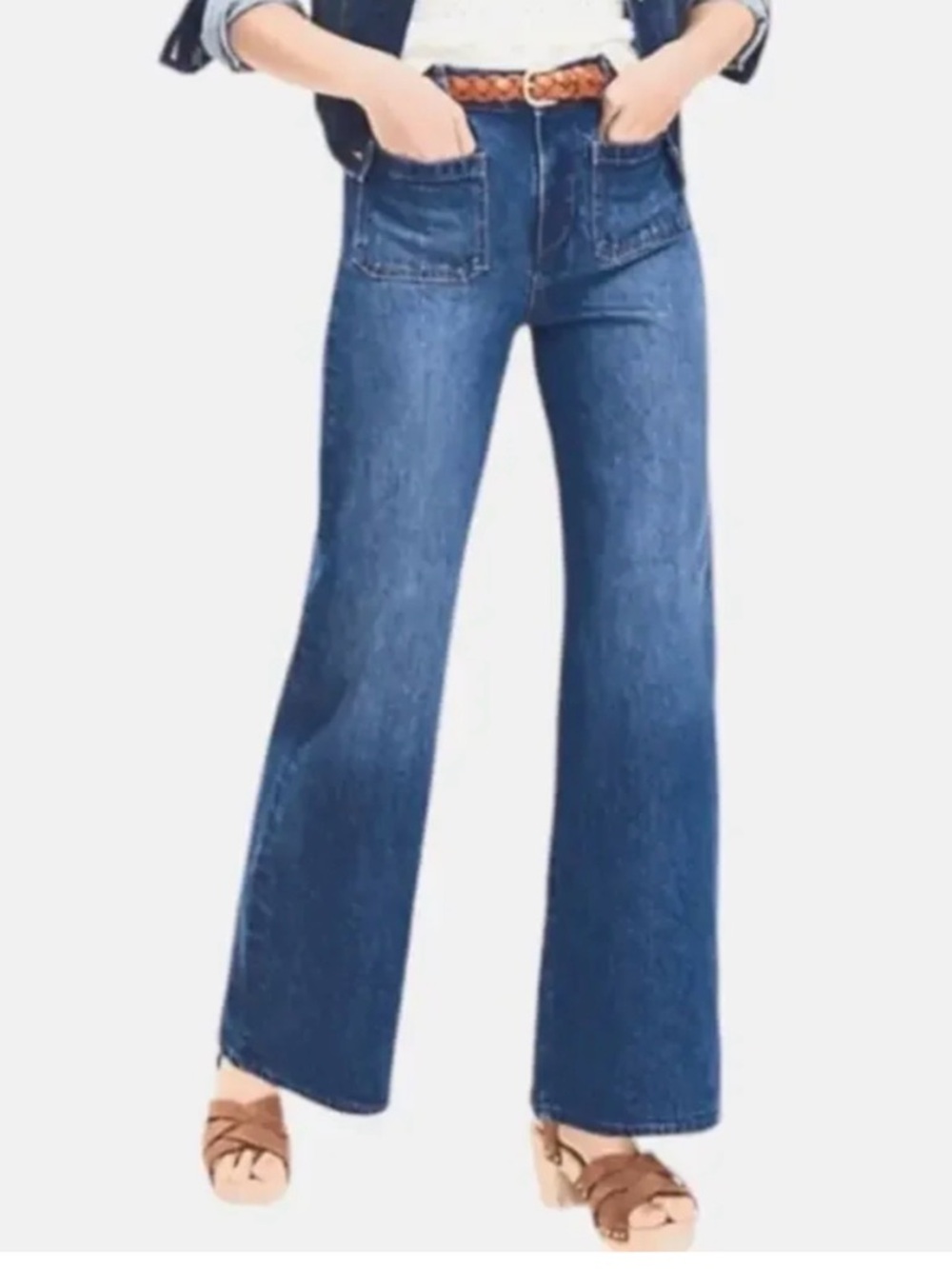 Michael Kors High Rise Wide Leg Trousers with Patch Pockets - Size 8